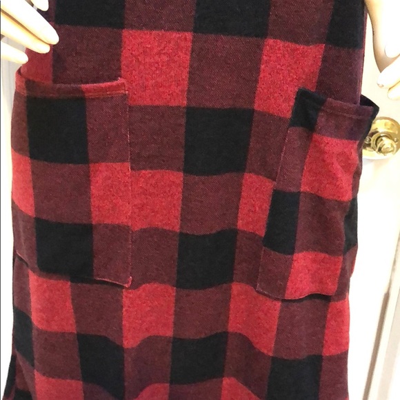 Last 1! RED & BLACK MIDI PLAID DRESS - Picture 6 of 8